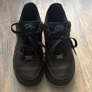 Nike Air Force 1 Black and Teal Sneakers